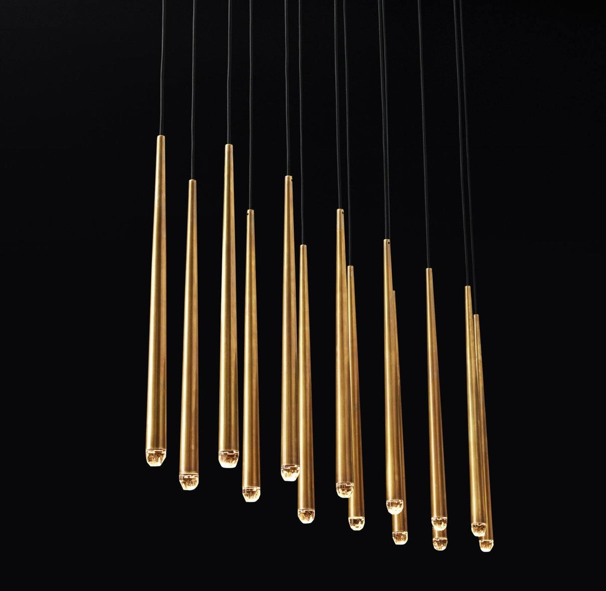 Brass Cone Pipe Long Chandeliers