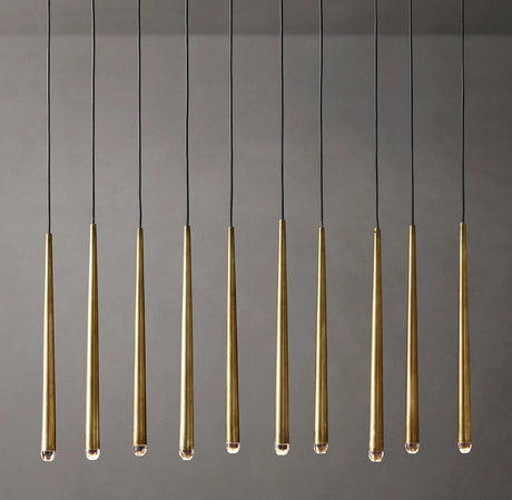 Brass Cone Pipe Long Chandeliers