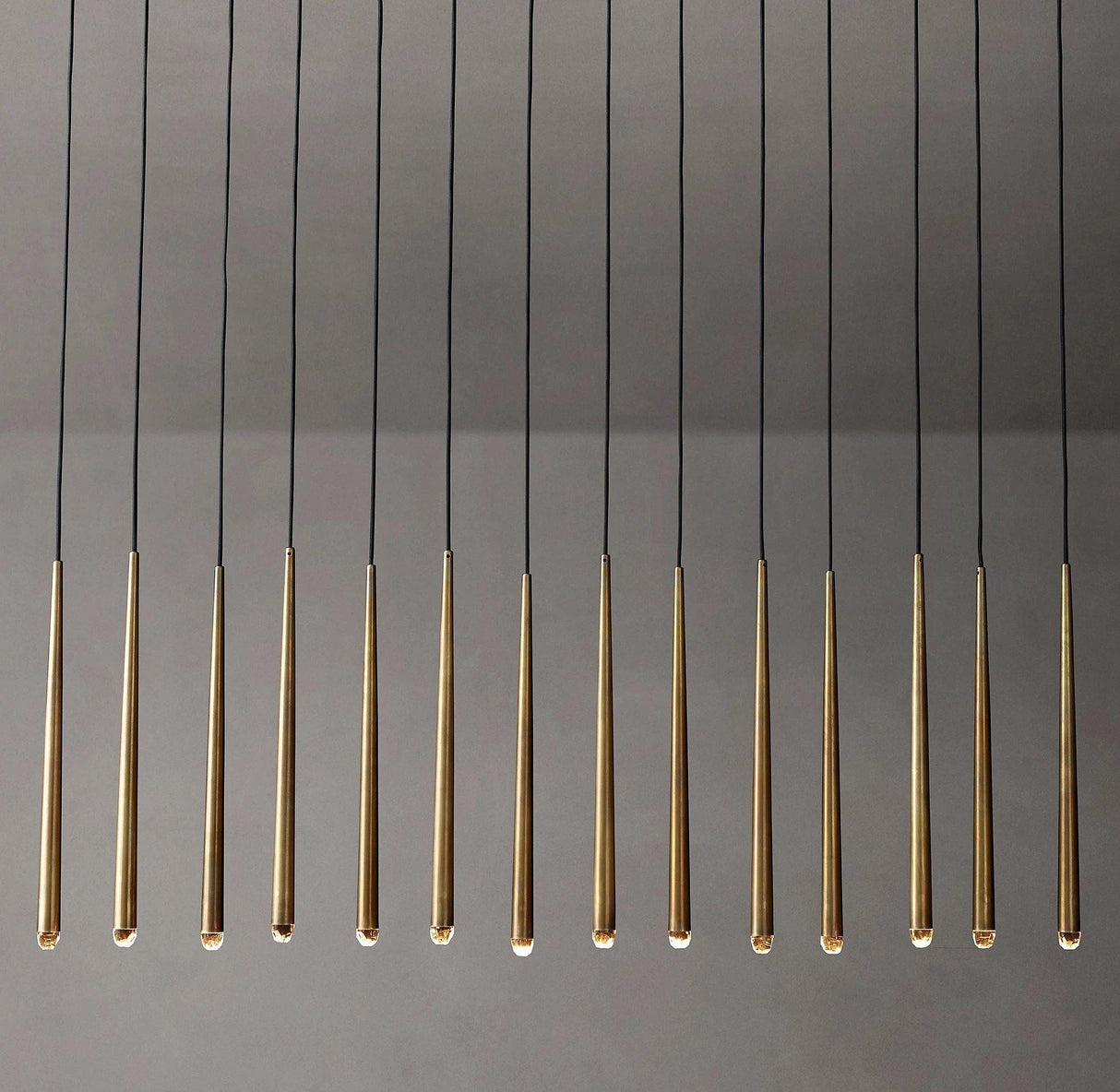 Brass Cone Pipe Long Chandeliers