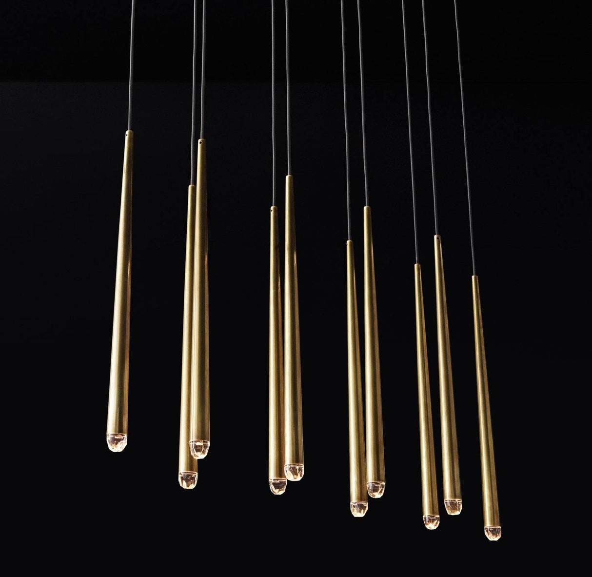 Brass Cone Pipe Long Chandeliers