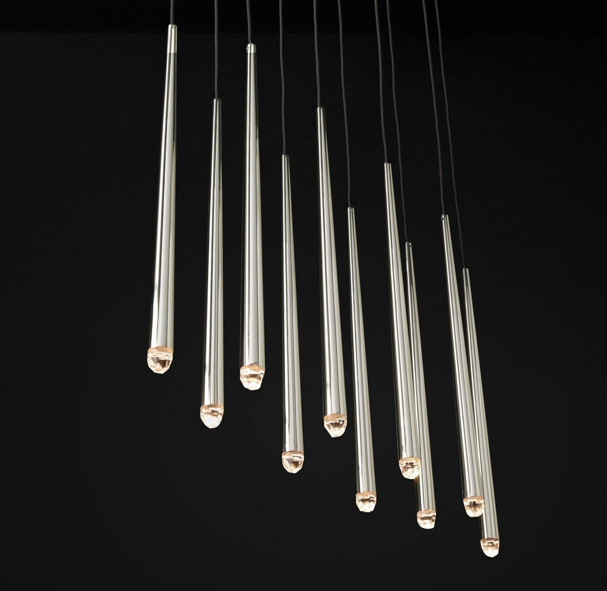 Brass Cone Pipe Long Chandeliers