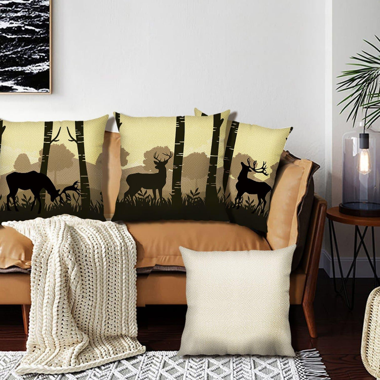 Deer Silhouette Throw Pillow Covers