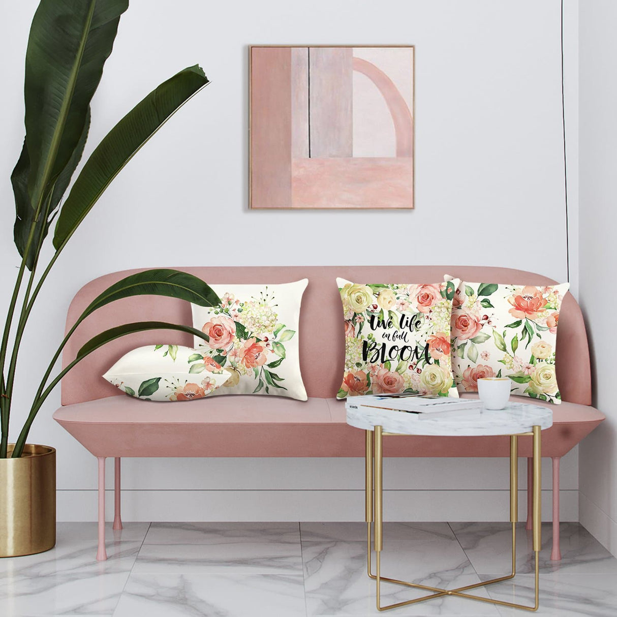Pink Peony Flower Throw Pillow Covers
