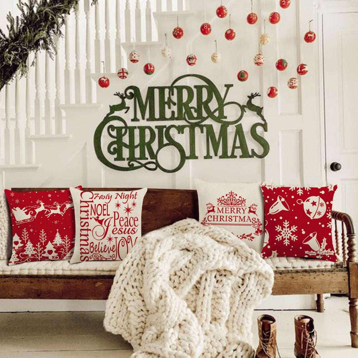 Christmas Reindeer Throw Pillow Covers