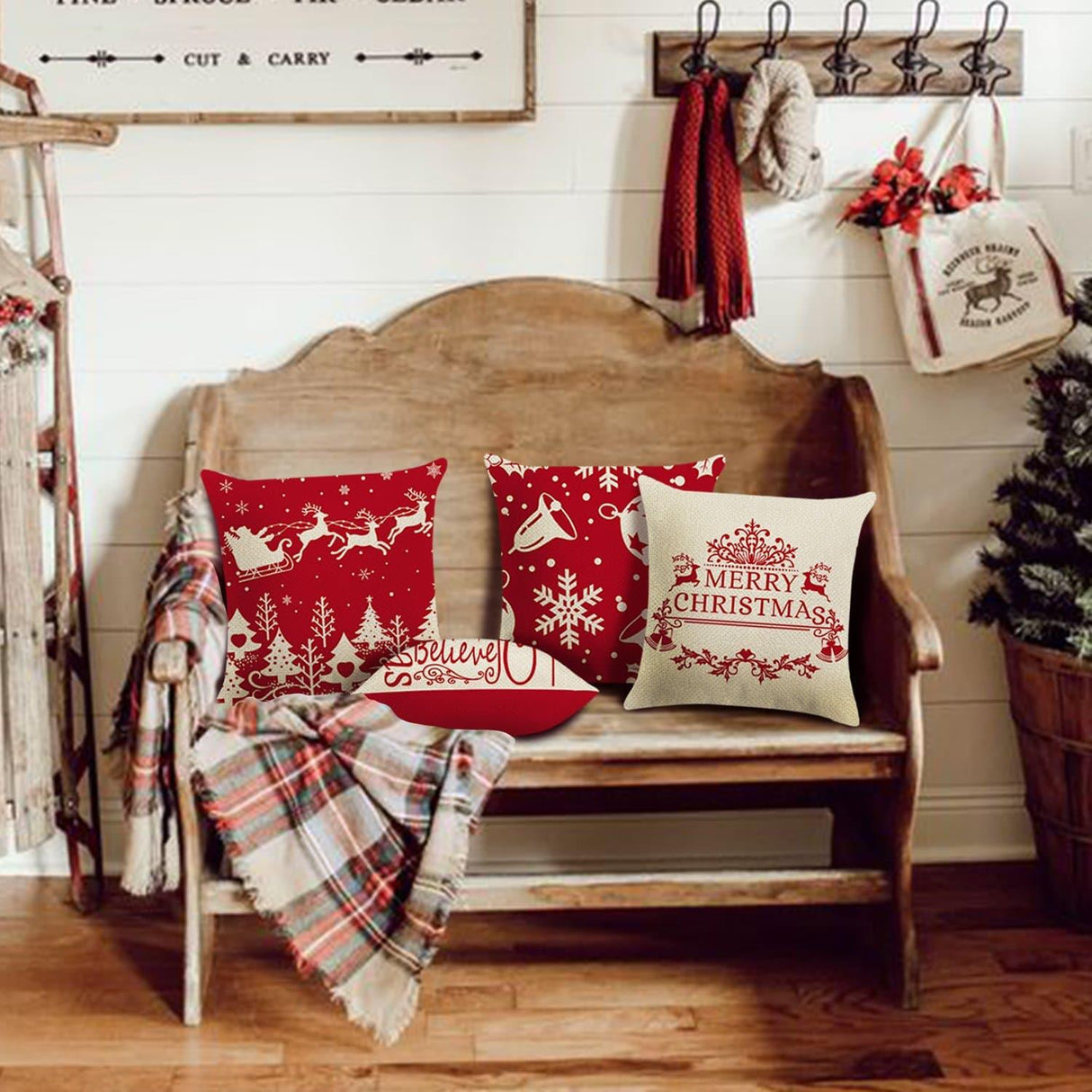 Christmas Reindeer Throw Pillow Covers