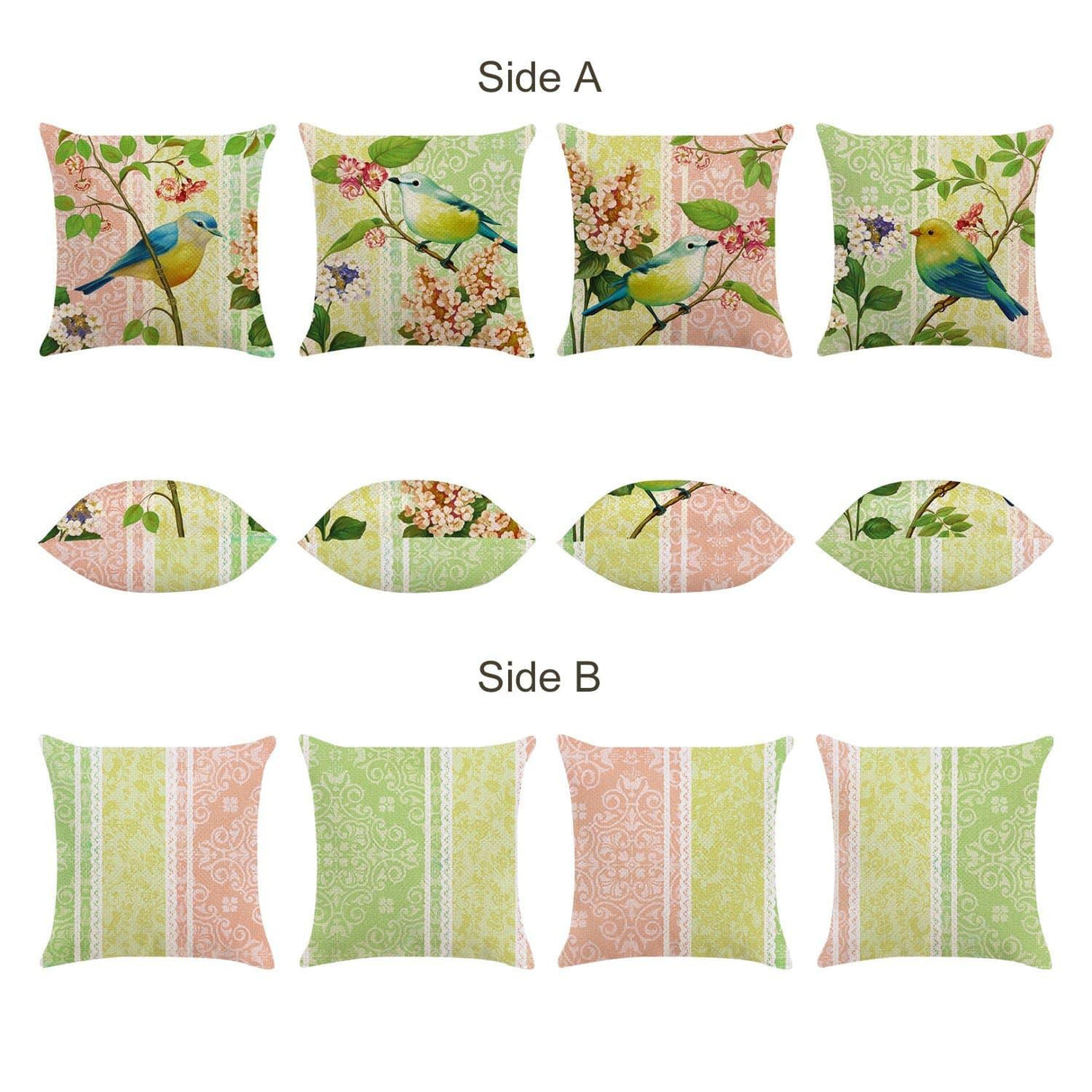 Spring Bird Flower Throw Pillow Covers