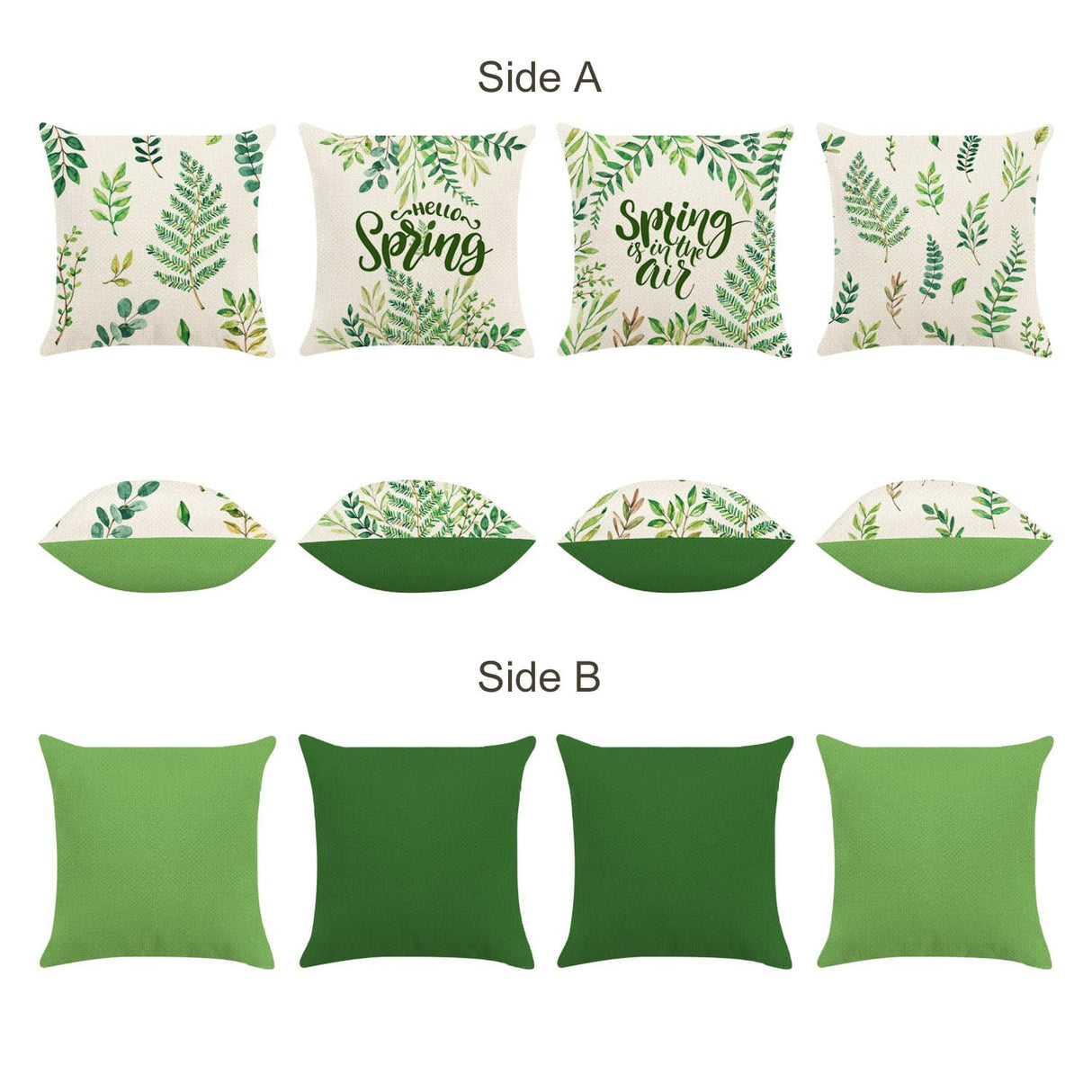 Spring Green Leaves Fern Throw Pillow Covers