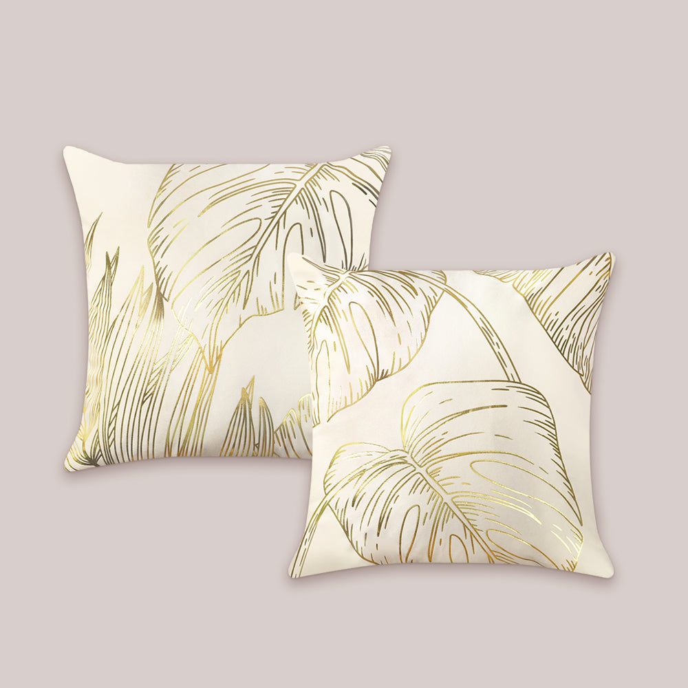 Gold Leaves Throw Pillow Covers