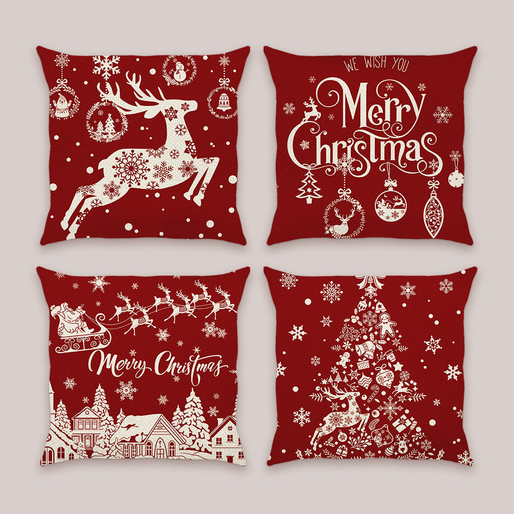 Christmas red Throw Pillow Covers