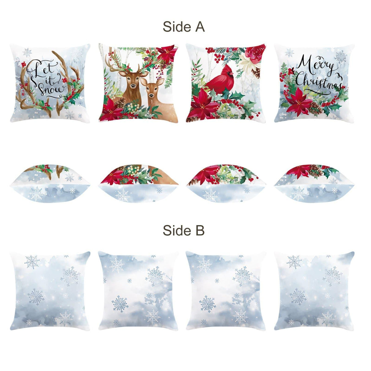 Christmas Poinsettia Throw Pillow Covers