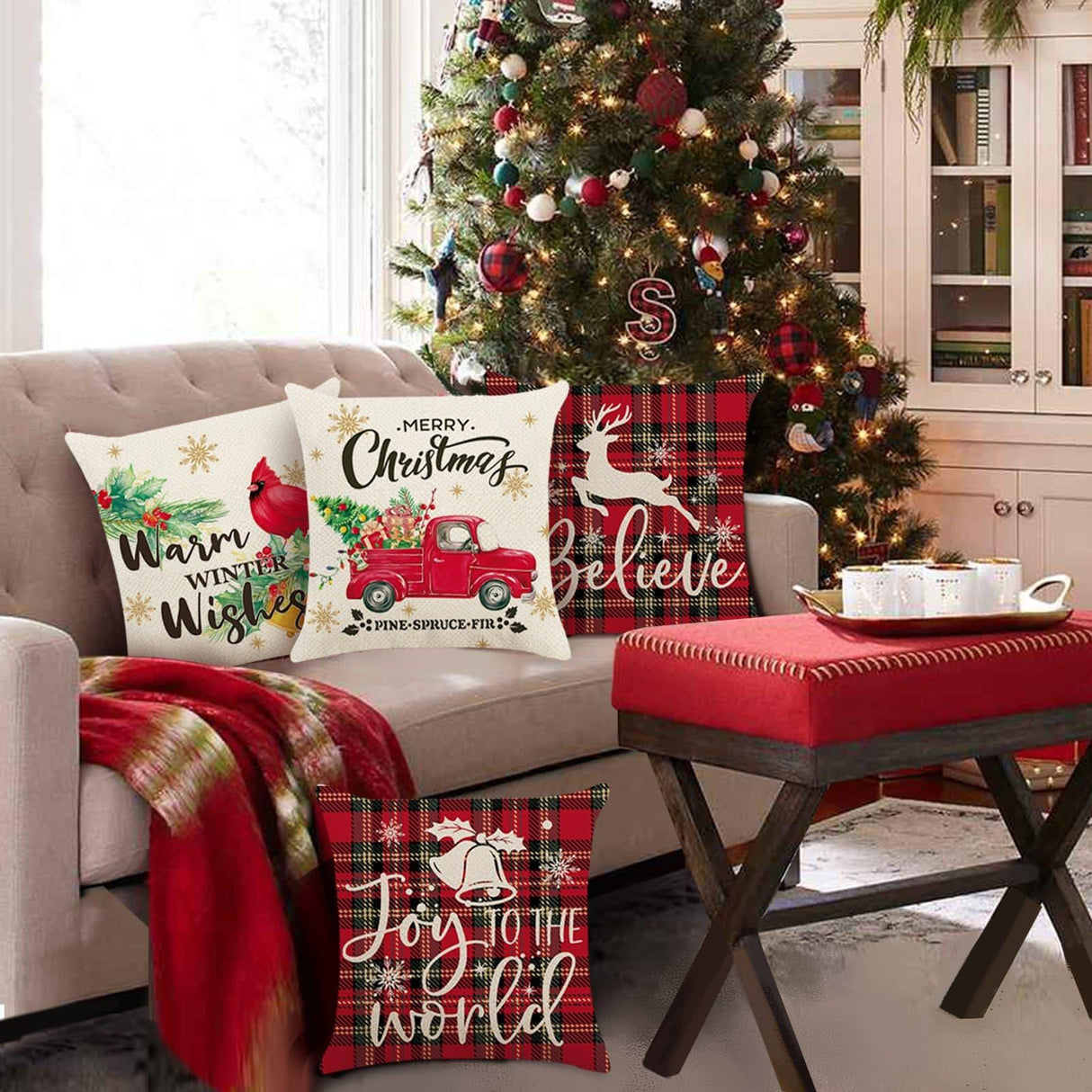 Christmas  Truck  Throw Pillow Covers