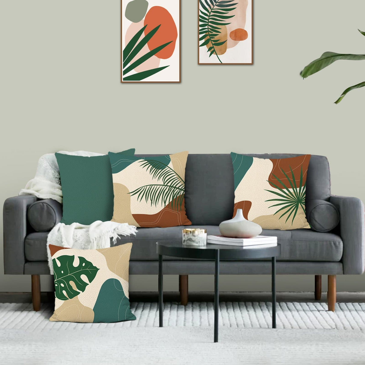 Tropical Leaves Throw Pillow Covers