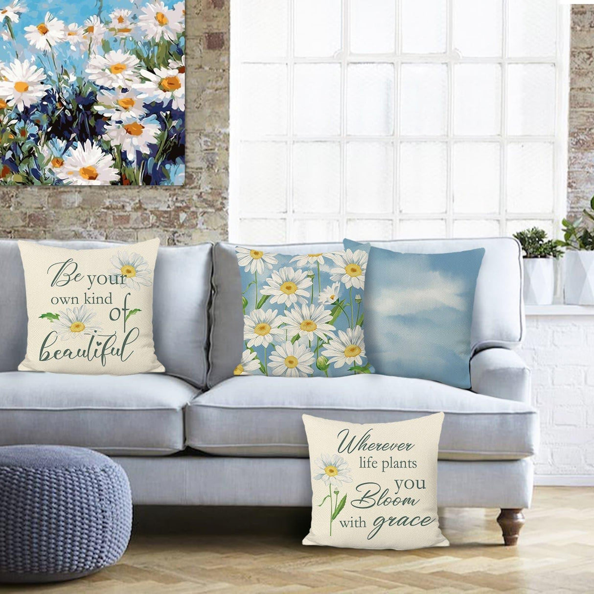 Daisy Floral Throw Pillow Covers