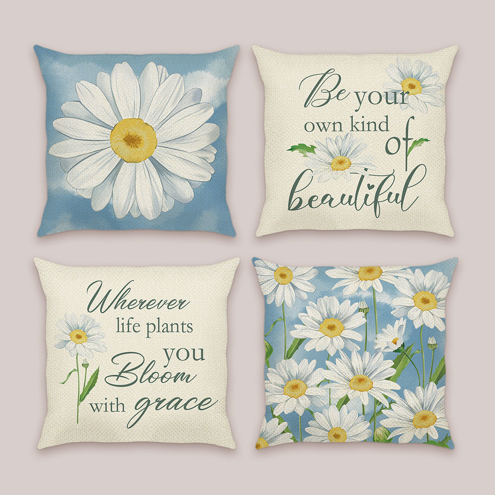 Daisy Floral Throw Pillow Covers