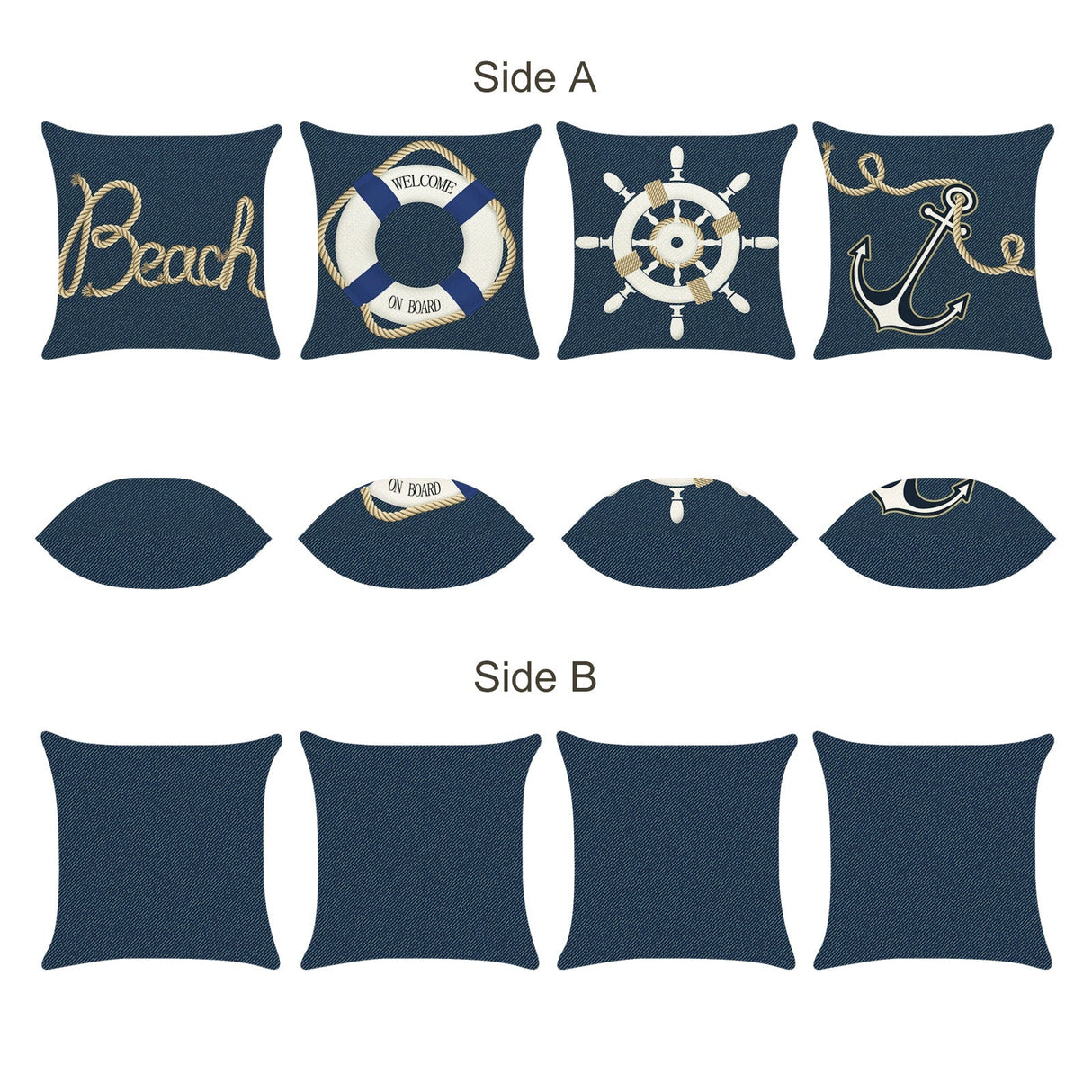 Nautical Rudder Anchor Throw Pillow Covers