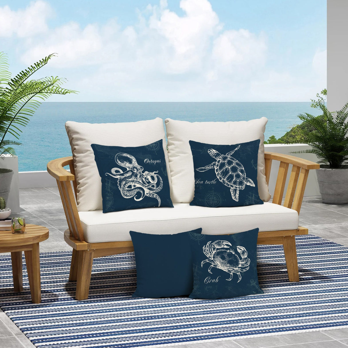 Ocean Nautical Blue Throw Pillow Covers