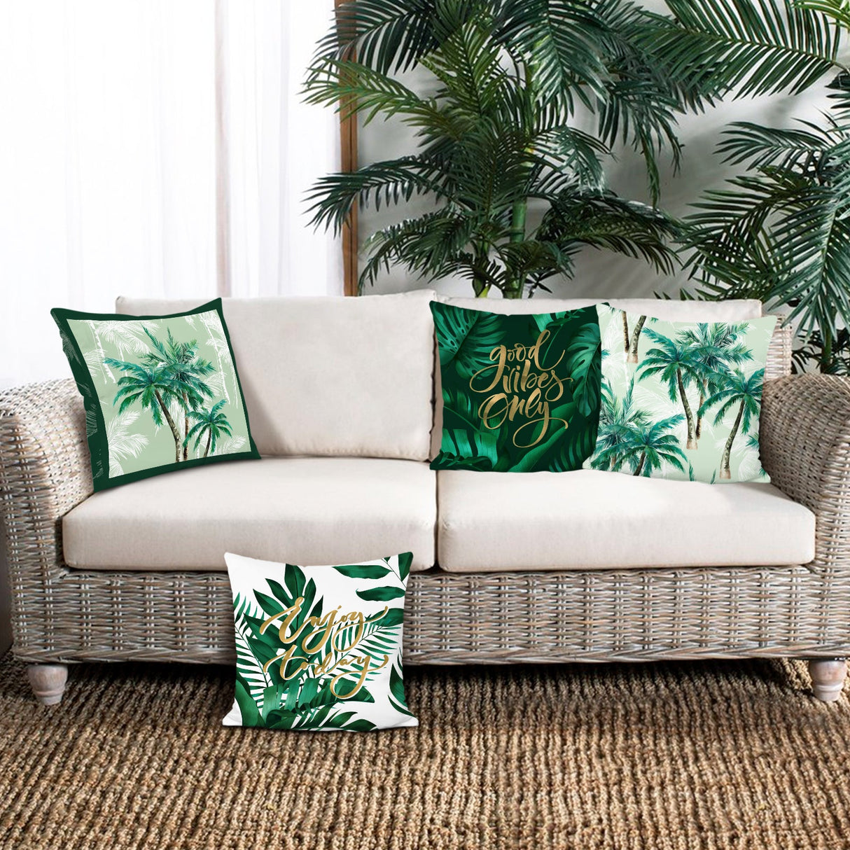 Tropical Leaves Throw Pillow Covers