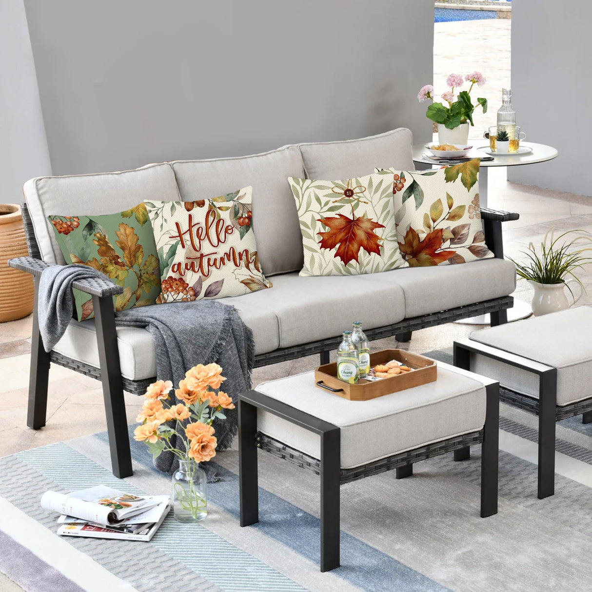 Fall Maple Leaves Throw Pillow Covers