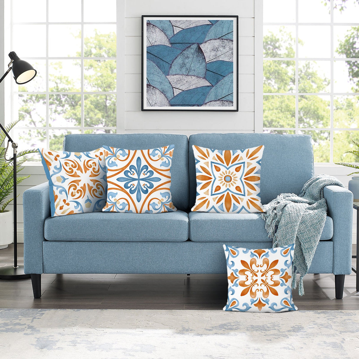 Boho Mandala Floral Throw Pillow Covers