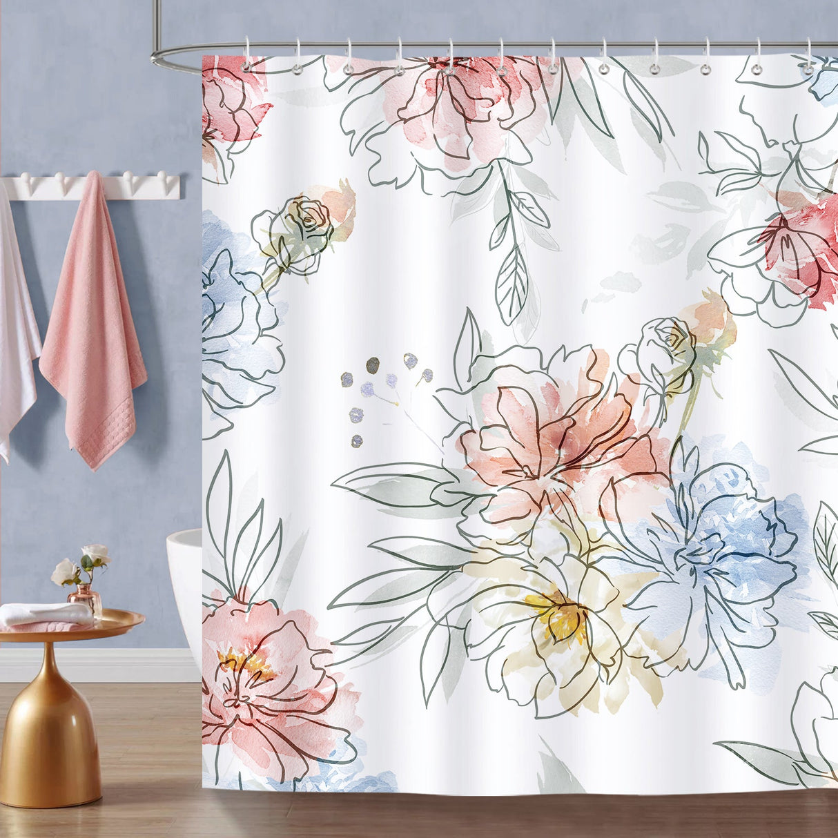 Watercolor Floral Shower Curtain