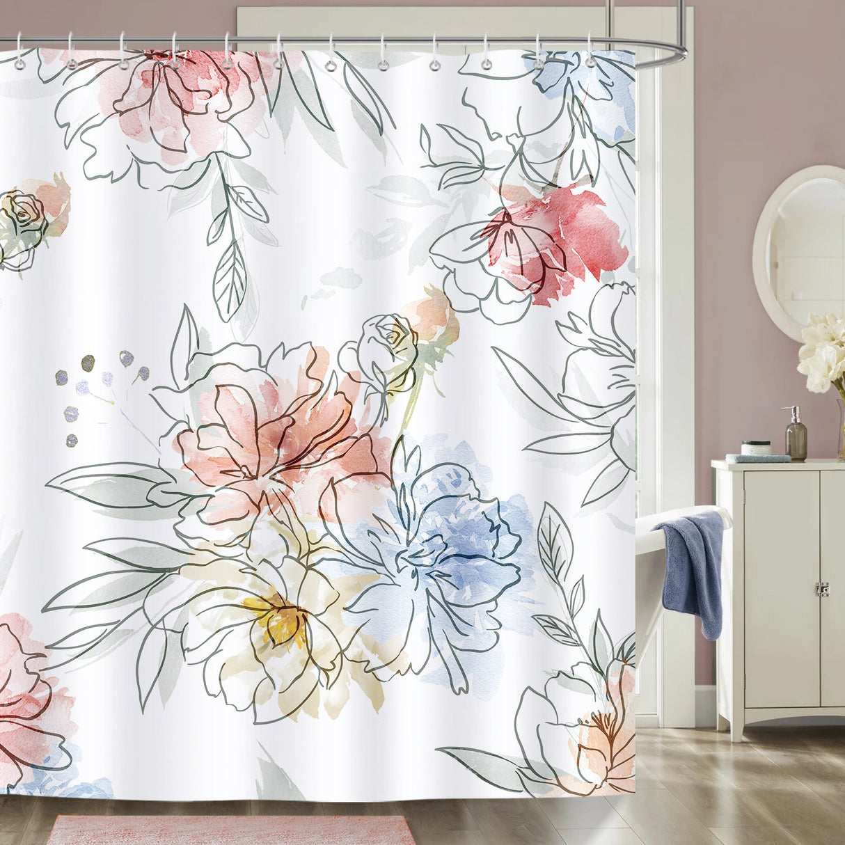 Watercolor Floral Shower Curtain