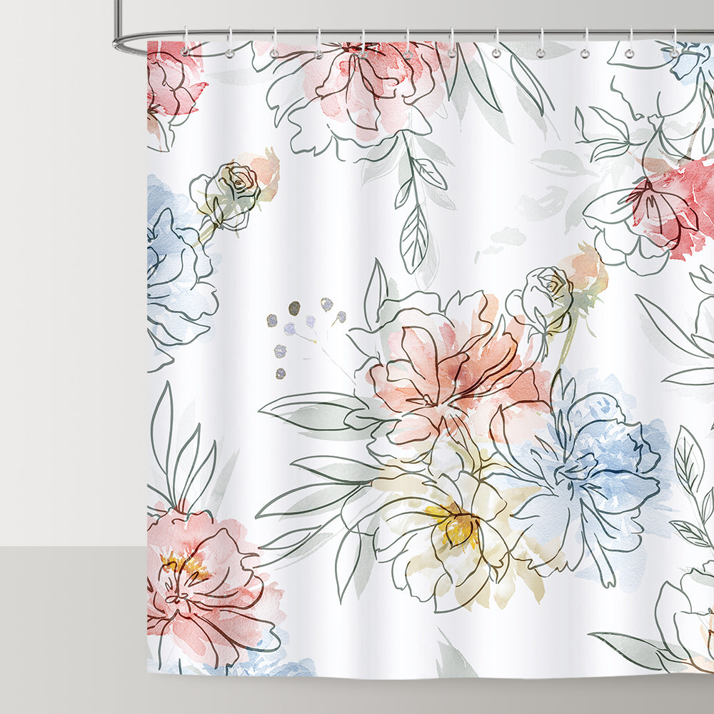 Watercolor Floral Shower Curtain