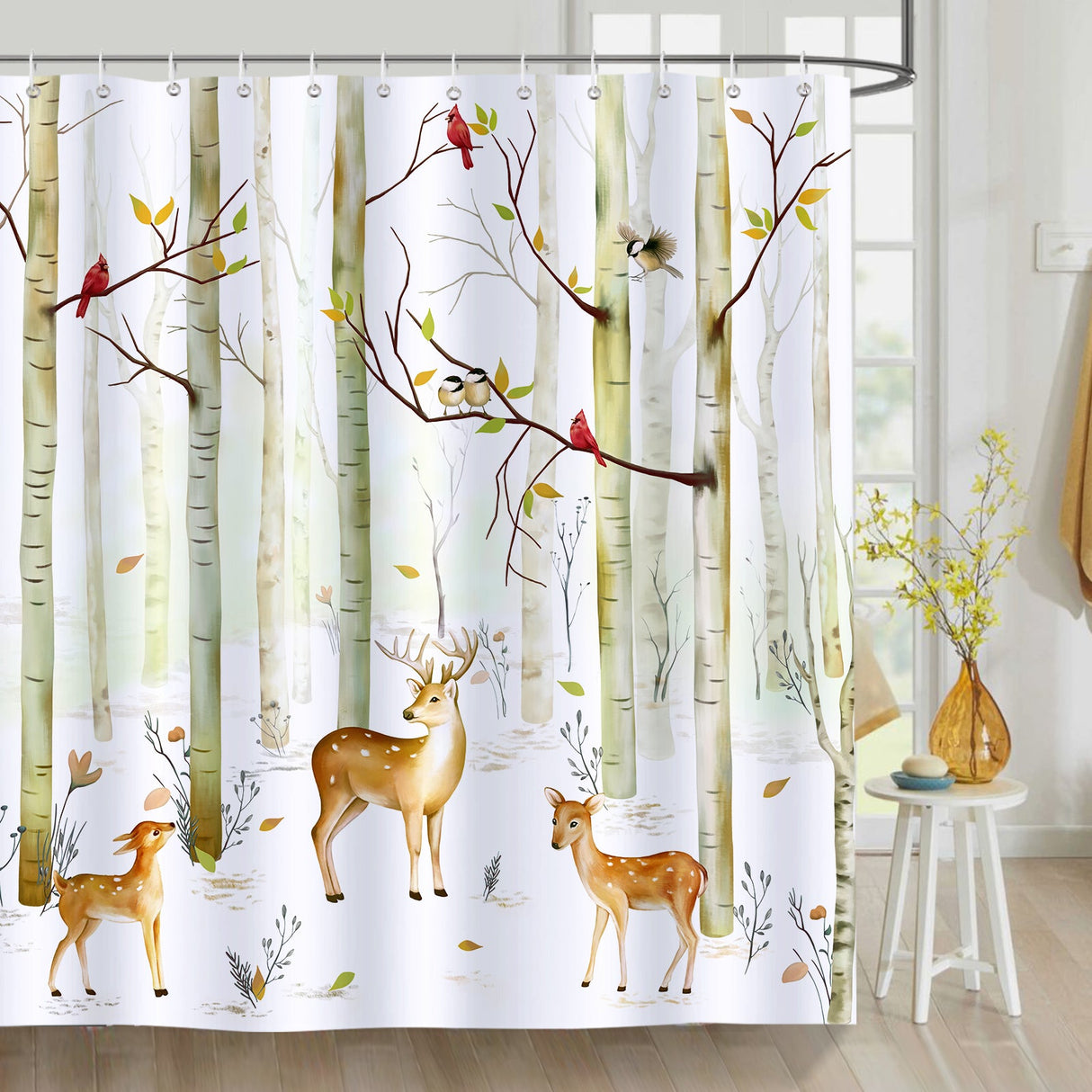 Fall Forest Animal Shower Curtain