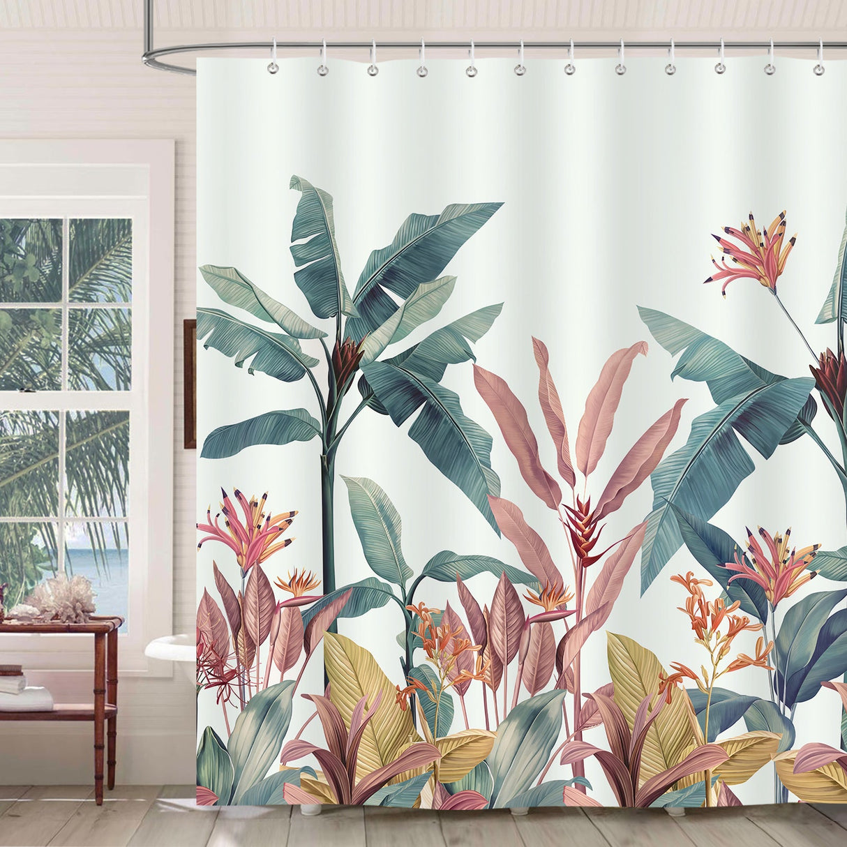 Tropical Leaves Shower Curtain
