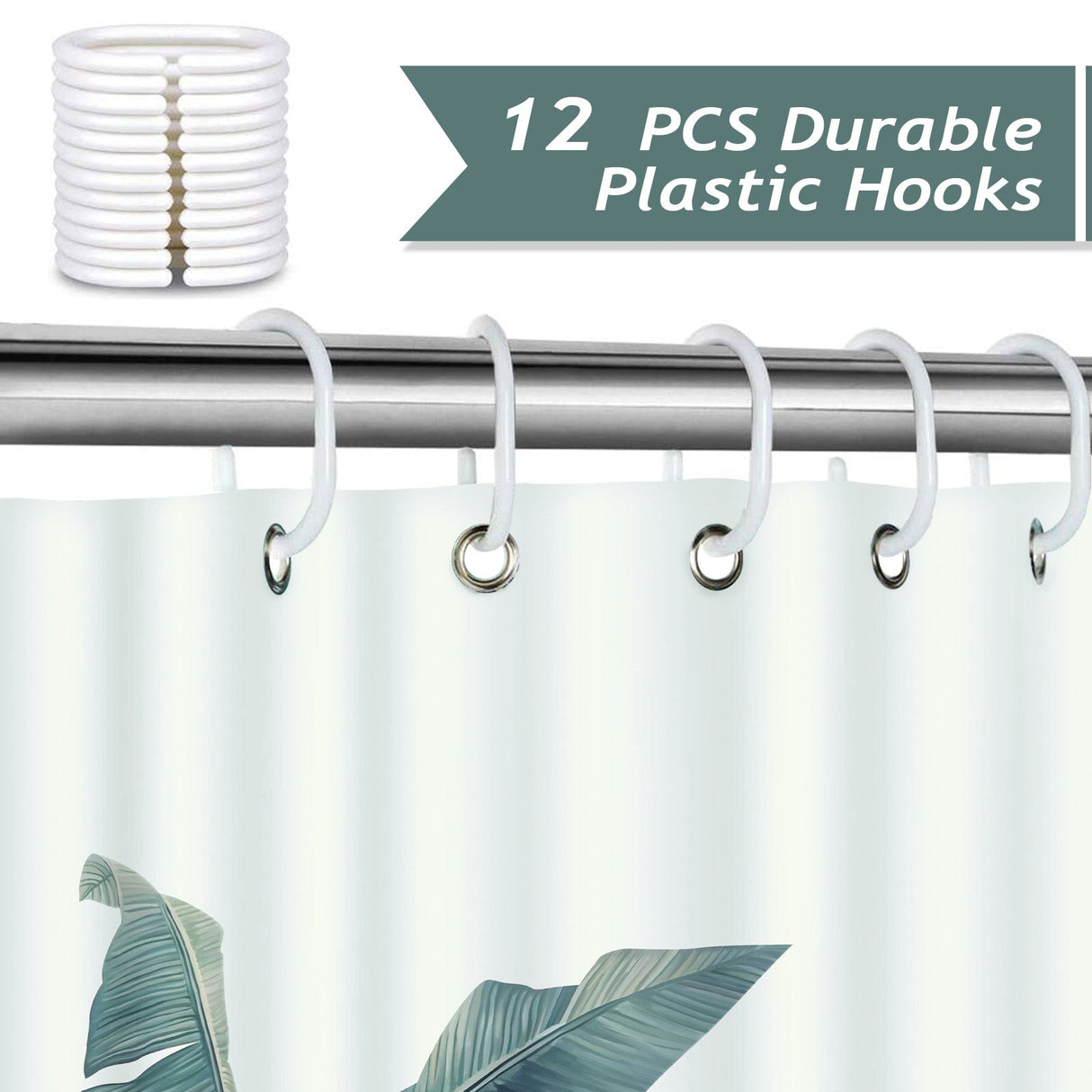 Tropical Leaves Shower Curtain