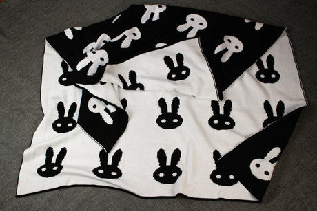 Baby Blanket Black White Cute Rabbit Swan Cross Knitted Plaid For Bed Sofa Bed Spread Bath Towels Play Mat Gift