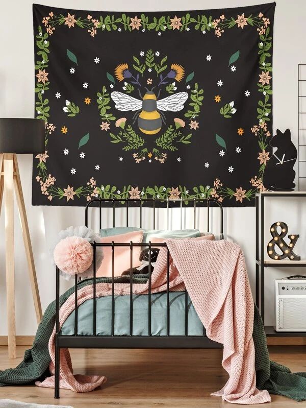 Bee & Flower Print Tapestry