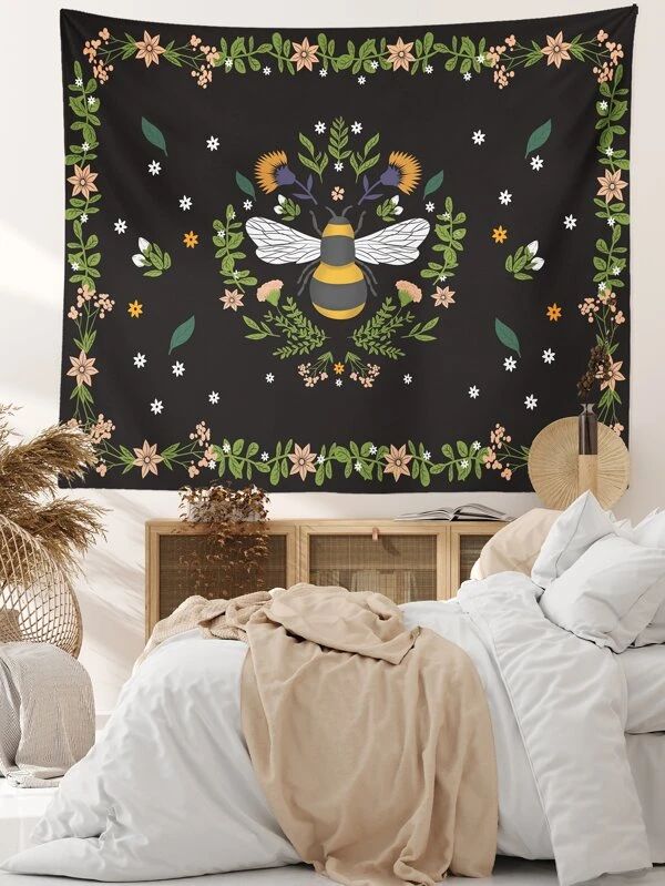 Bee & Flower Print Tapestry