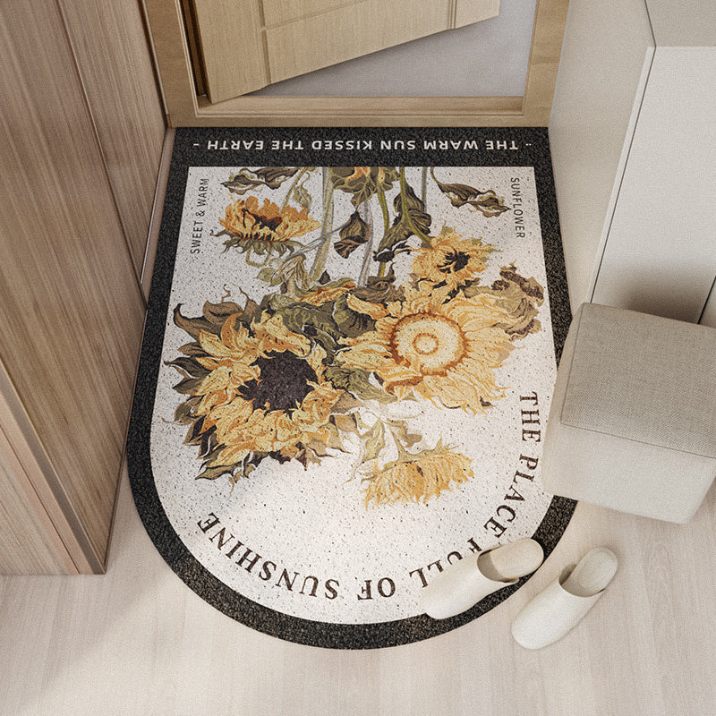 Black Sunflower Entrance Door Mat