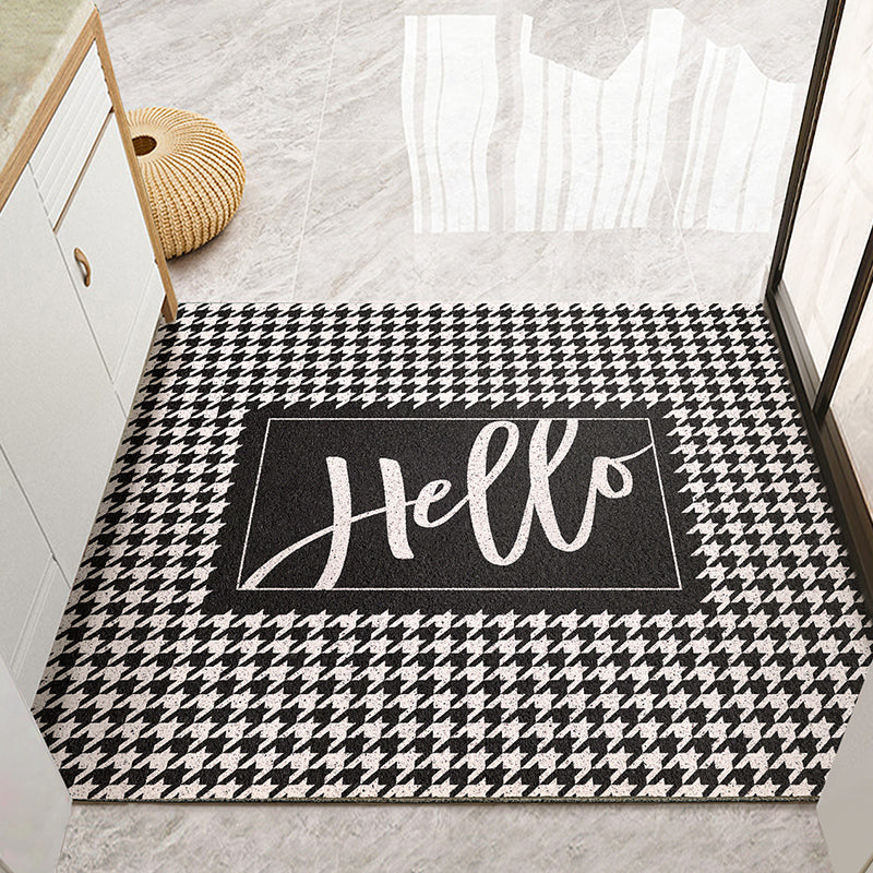 Black and White Hello Entrance Door Mat
