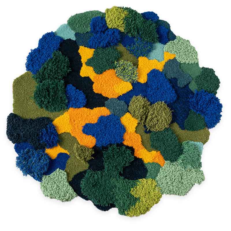 Feblilac 3D Blue-Green-Yellow Moss Wool Area Rug, Multiple Sized Floral Bedroom Mat, Plants Tufted Area Carpet/Tundra/Forest/Moss Rug/Art/Kids Play Rugs Carpet/Nursery/Bedside/Wool Rugs/Meadows Rug/Customized Rugs/Comfy Rugs, Hot Bedroom Mat