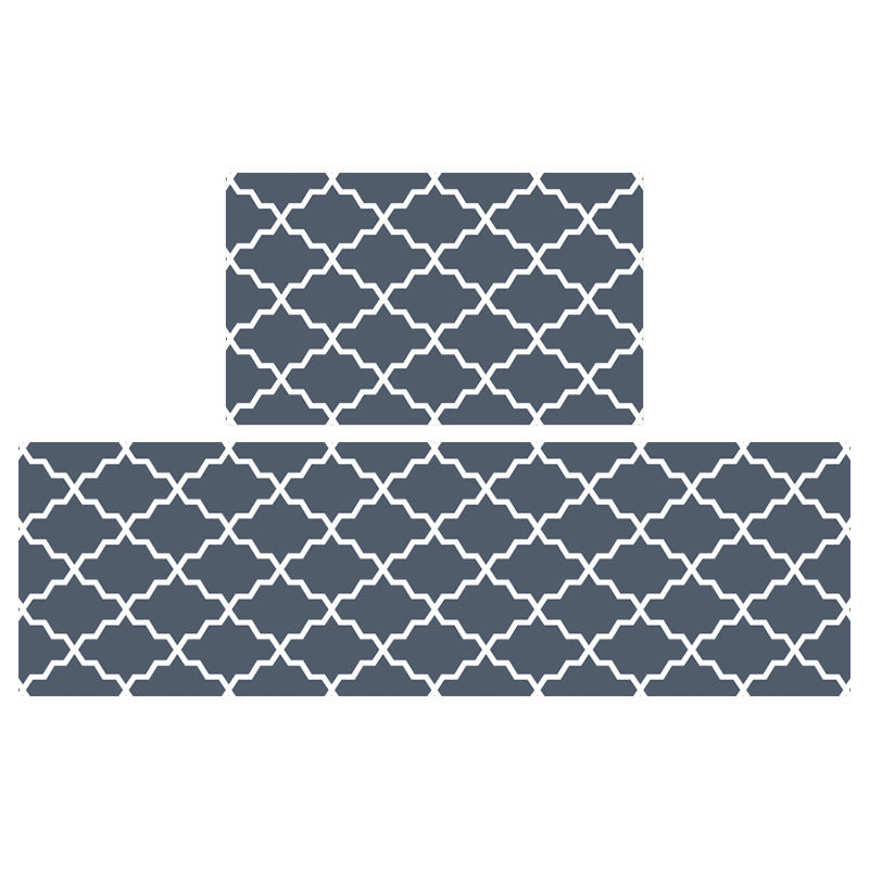 Feblilac Grey/Red/Blue/Brown Water Wave Geometric Pattern PVC Leather Kitchen Mat
