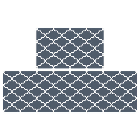 Feblilac Grey/Red/Blue/Brown Water Wave Geometric Pattern PVC Leather Kitchen Mat