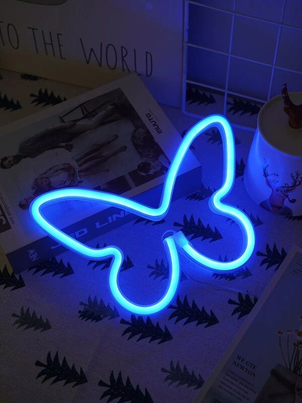 Butterfly Shaped Blue Color Neon Light