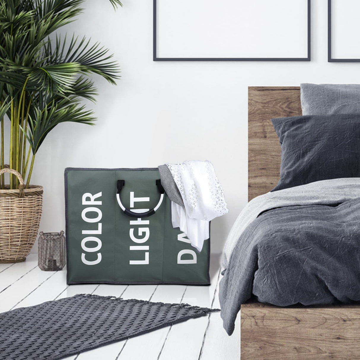 Large Grey Collapsible Laundry Basket