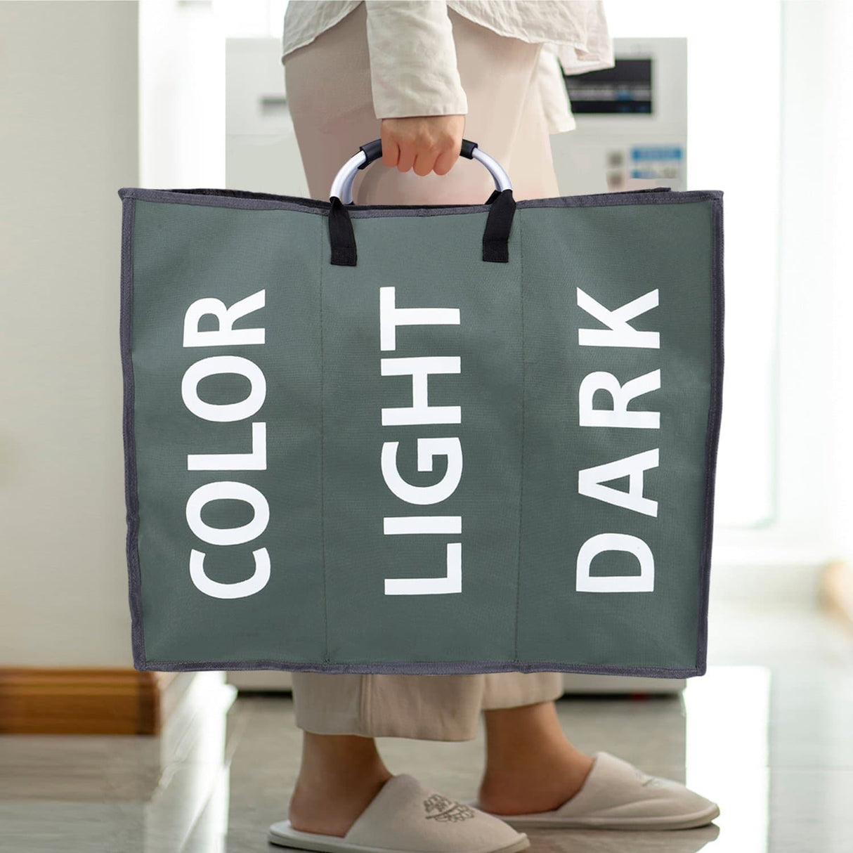 Large Grey Collapsible Laundry Basket