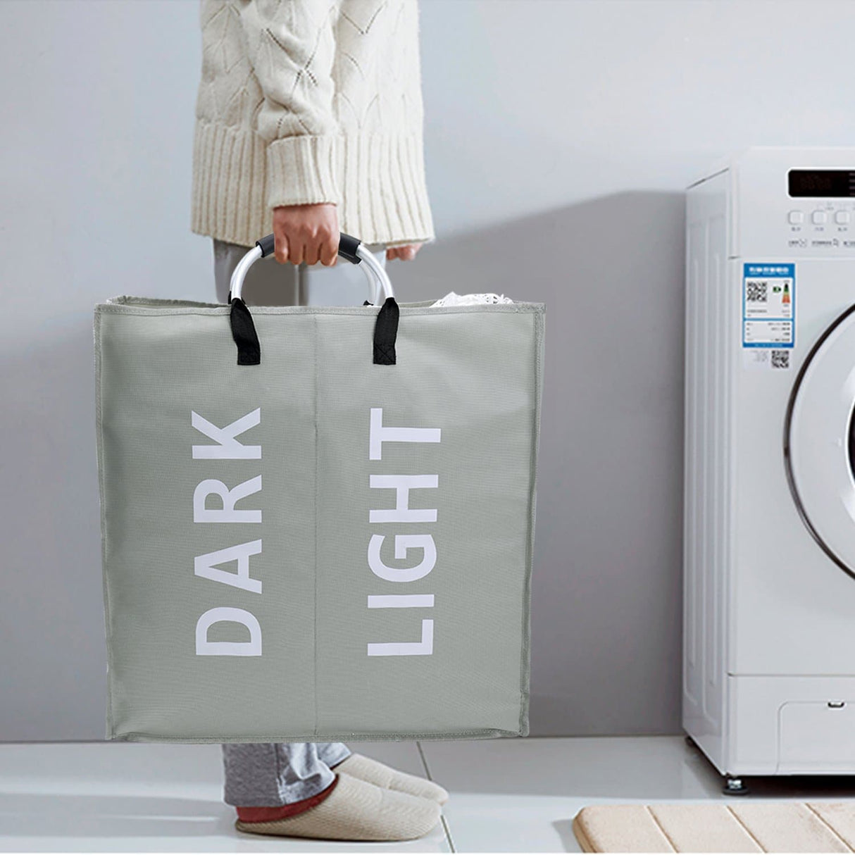 Grey Collapsible Laundry Basket