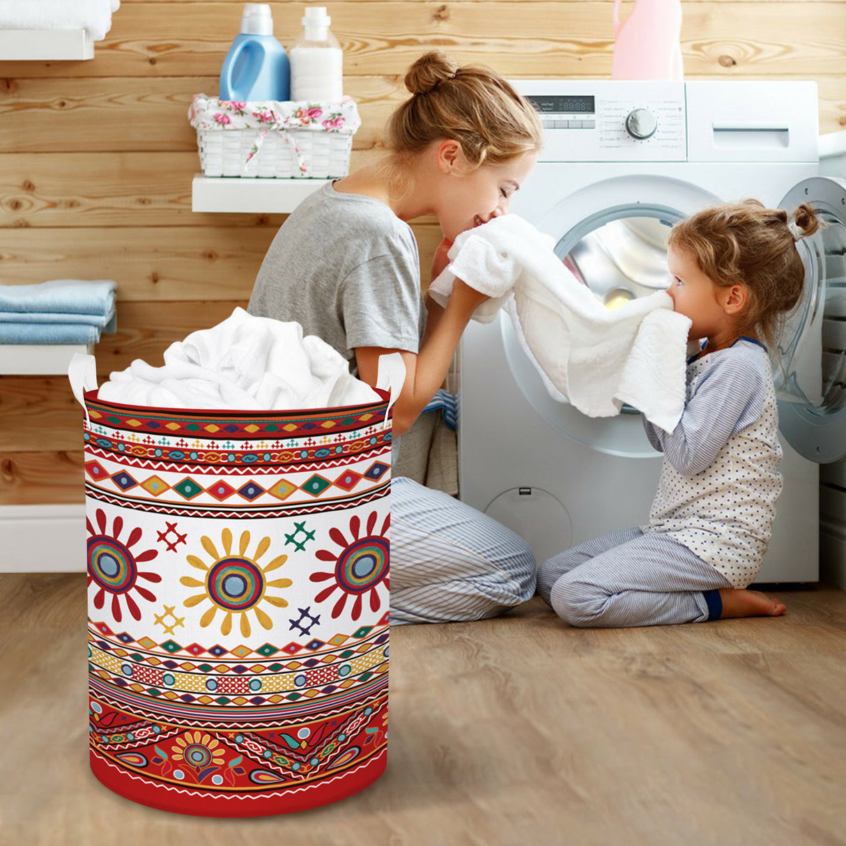Red Sunflowers Collapsible Laundry Hamper