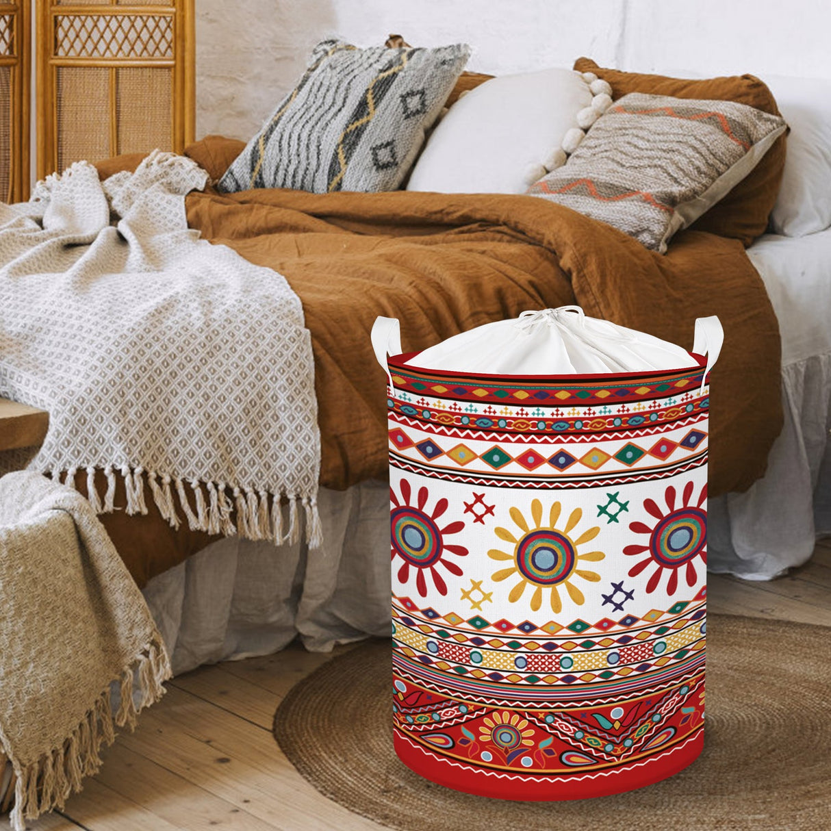 Red Sunflowers Collapsible Laundry Hamper