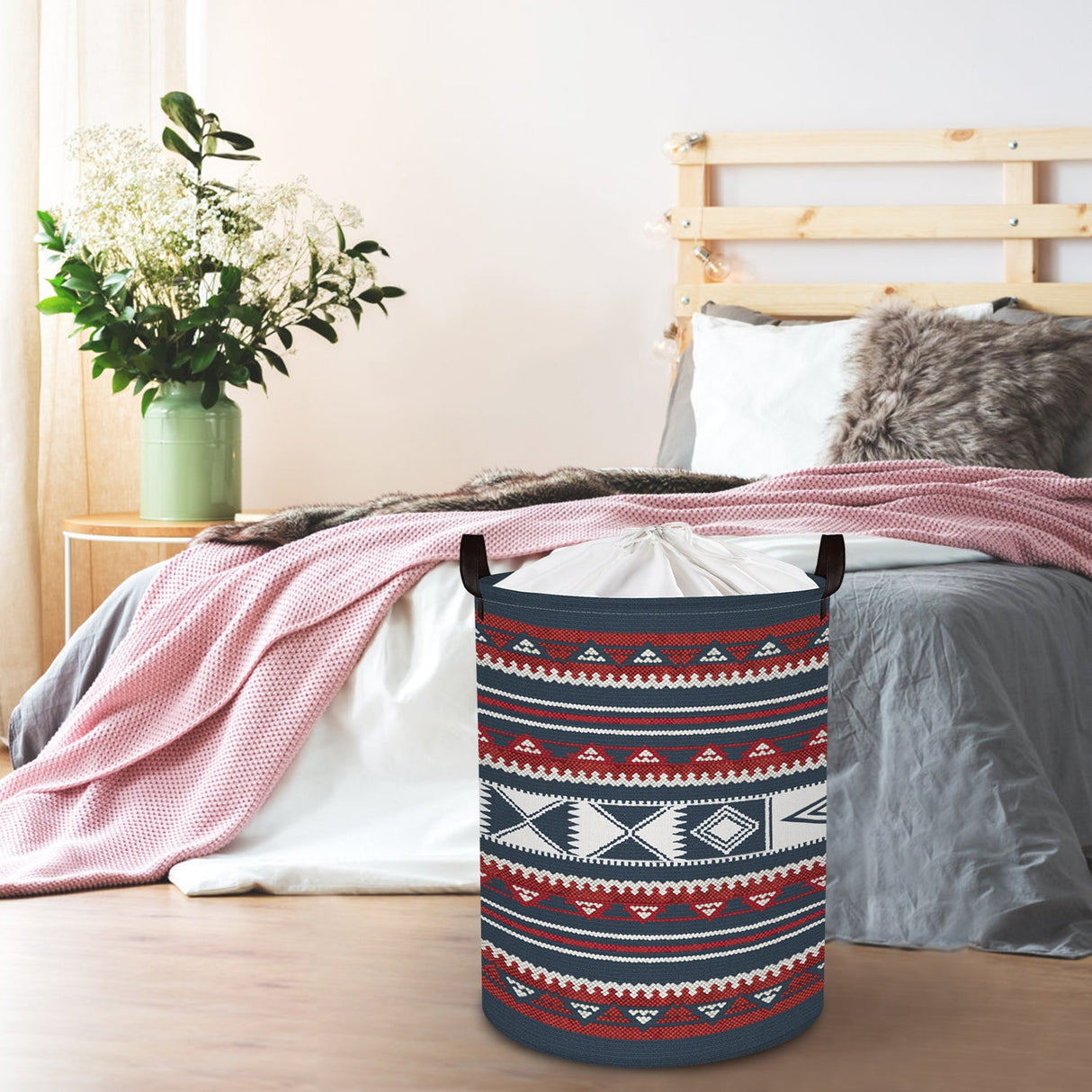 Red Stripe Collapsible Laundry Hamper