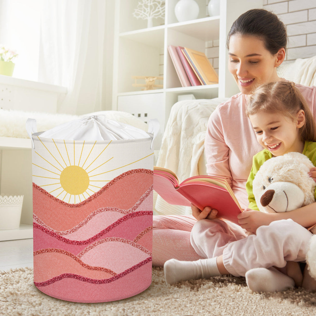 Pink Sun Collapsible Laundry Hamper