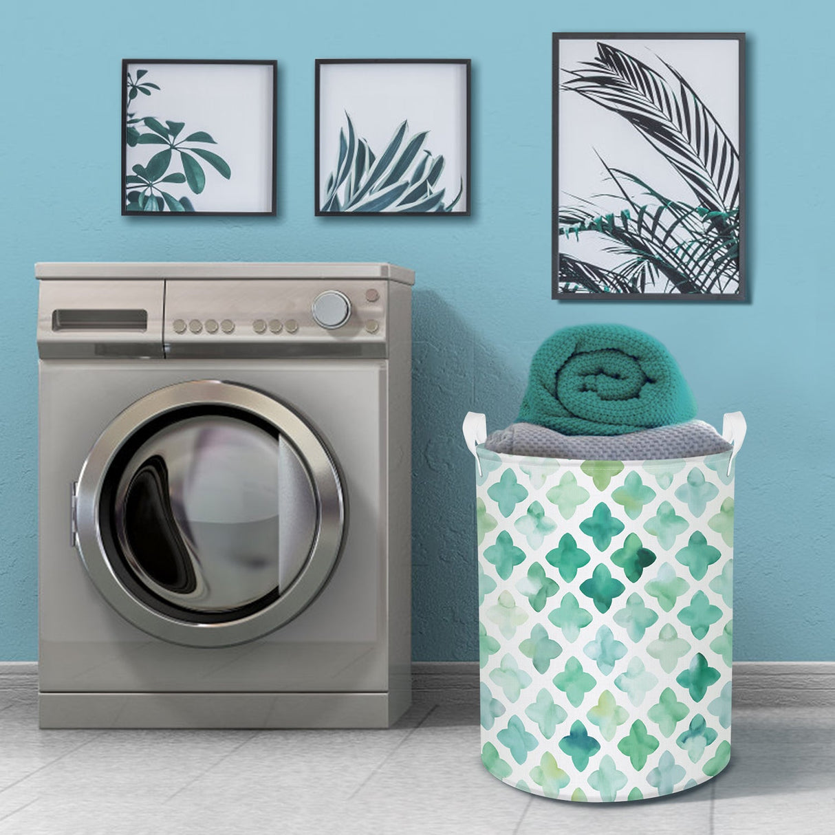 Green Leaf Collapsible Laundry Hamper