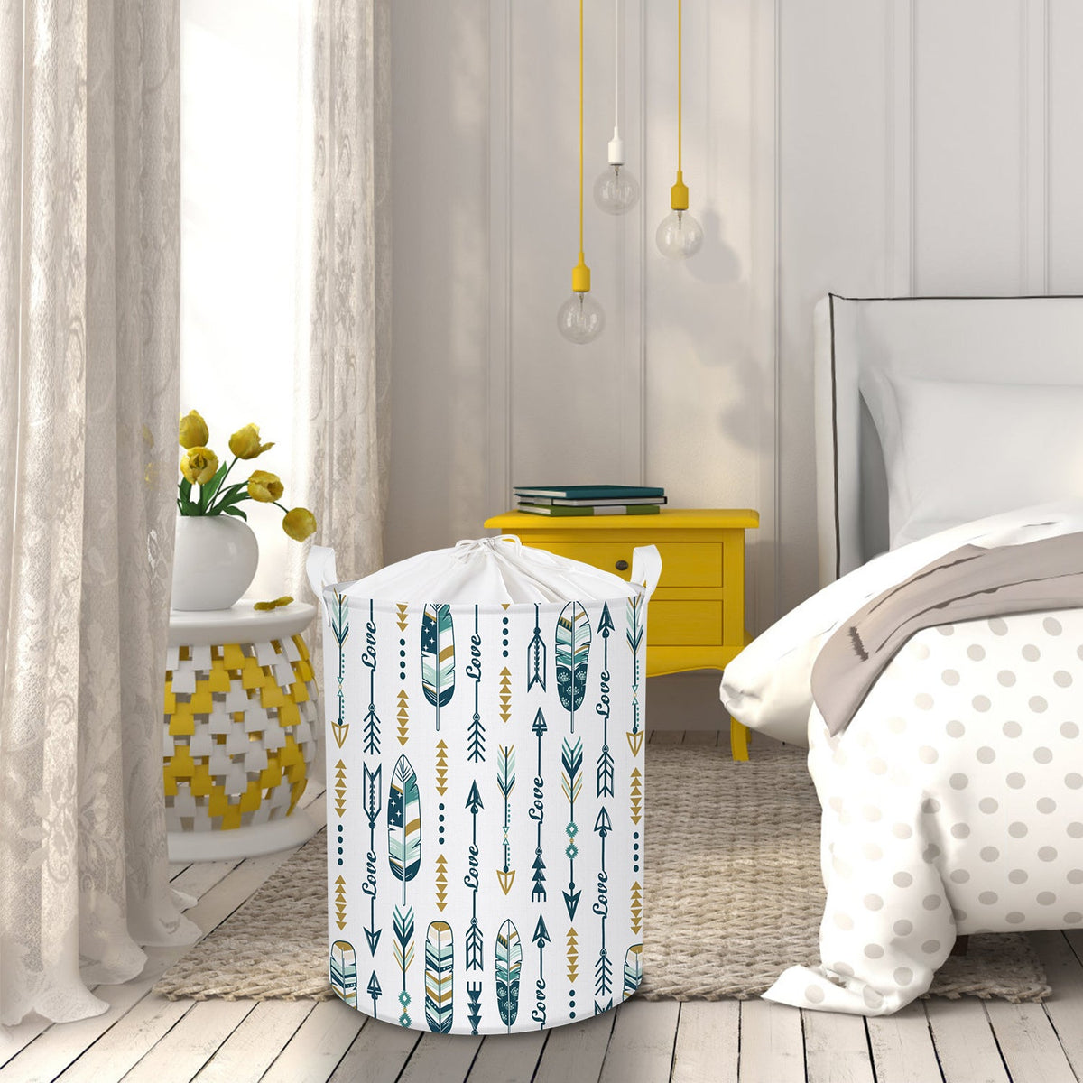 White Arrow Collapsible Laundry Hamper