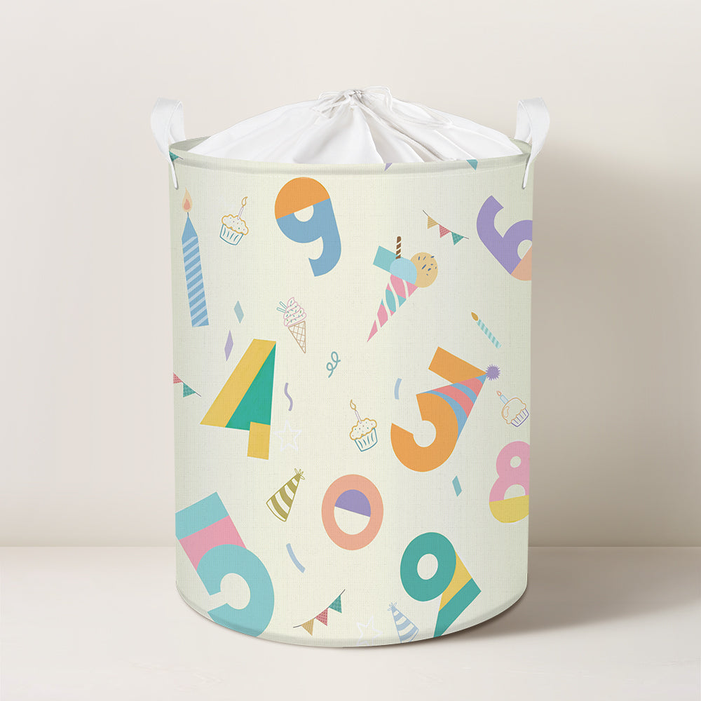 White Numbers Collapsible Laundry Hamper
