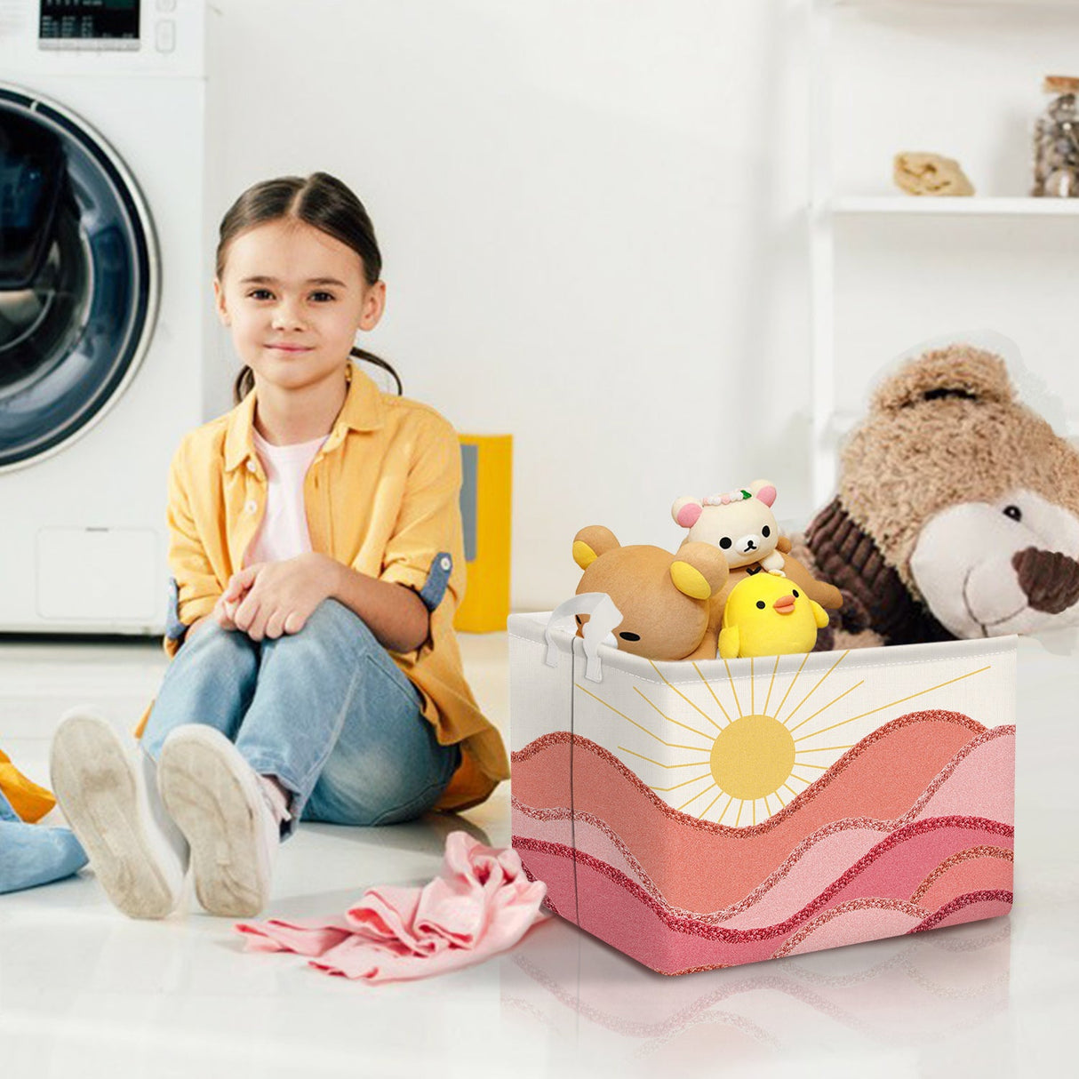 Pink Sun Collapsible Storage Baskets
