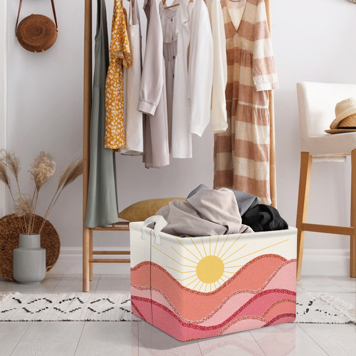 Pink Sun Collapsible Storage Baskets